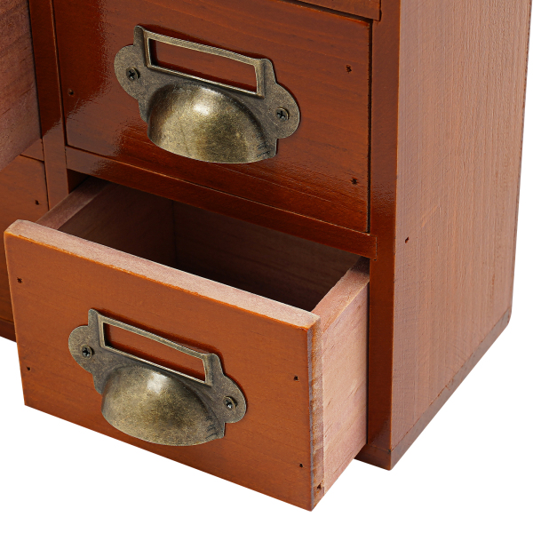 Schubladen-Aufbewahrungsschrank, 16-Schubladen-Schrank, Medizinschrank aus Holz, Schubladen-Organizer für den Schreibtisch – Braun