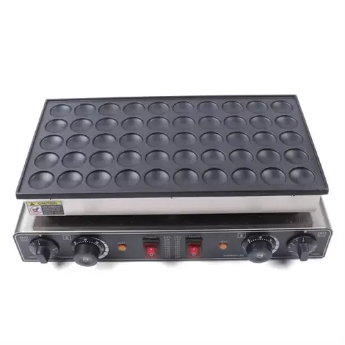 50 Löcher Elektro Mini Holländischer Pfannkuchenmaschine Antihaft Pancakes Maker Pfannkuchenpfanne + 2* Bürsten