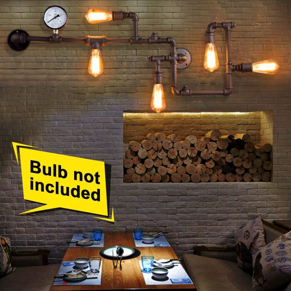 Wasserrohrform Metall Industrielle Kreative Wandleuchten 5 Glühbirnen Industrielampe Wand Lampe 220V Wasserrohrform Metall Industrielle Kreative Wandleuchten 5 Glühbirnen Industrielampe Wand Lampe 220V