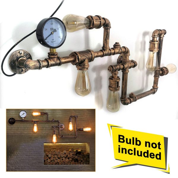 Wasserrohrform Metall Industrielle Kreative Wandleuchten 5 Glühbirnen Industrielampe Wand Lampe 220V Wasserrohrform Metall Industrielle Kreative Wandleuchten 5 Glühbirnen Industrielampe Wand Lampe 220V