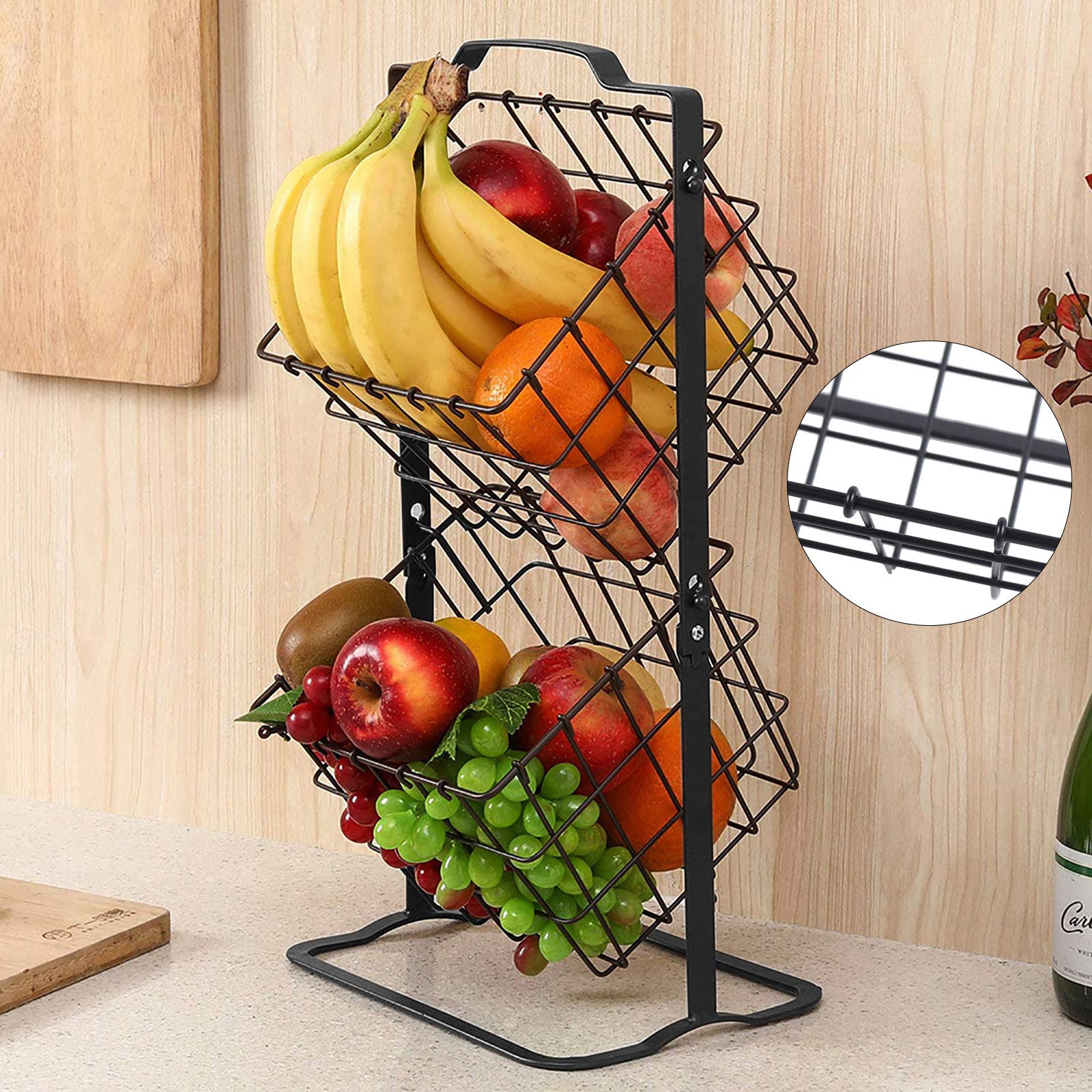 2 Hängen Körbe Obstkorb Metall Swinging Obst Gemüse Schale Korb Rack 2 Hängen Körbe Obstkorb Metall Swinging Obst Gemüse Schale Korb Rack