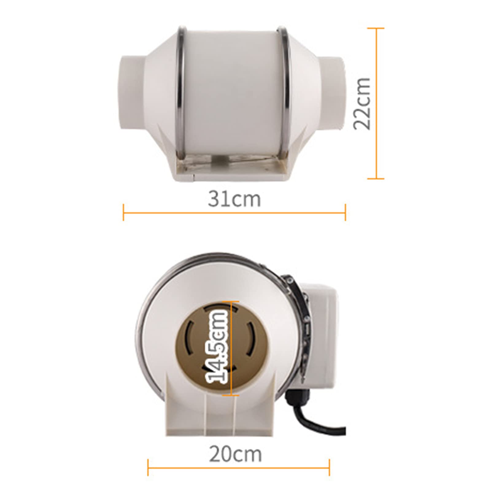 200 mm Ablüfter Rohrventilator mit Kugellager Ventilator Lüfter Vents,Rohrlüfter 900 m³/h 2600 U/min
