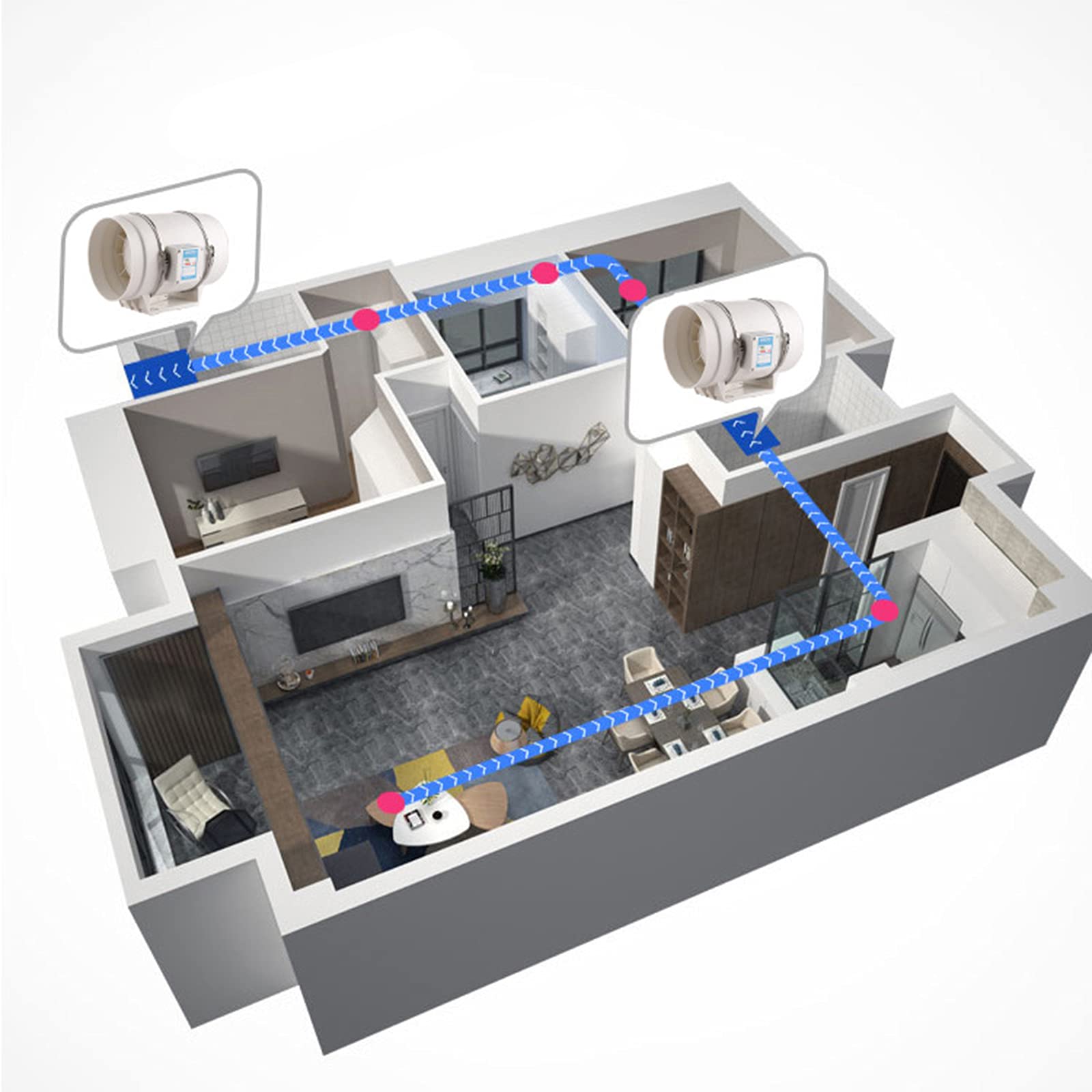 200 mm Ablüfter Rohrventilator mit Kugellager Ventilator Lüfter Vents,Rohrlüfter 900 m³/h 2600 U/min