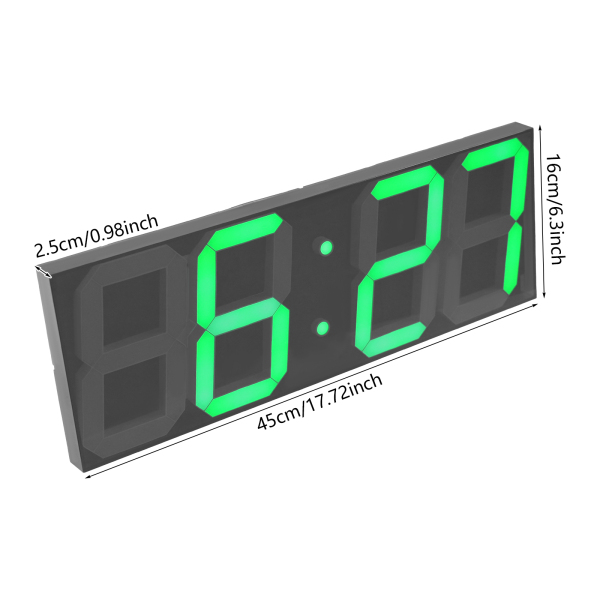 LED-Digitaluhr, LED-Wanduhr, LED-Digitaluhr mit Fernbedienung für Wohnzimmer, Büros – Grüne Schrift