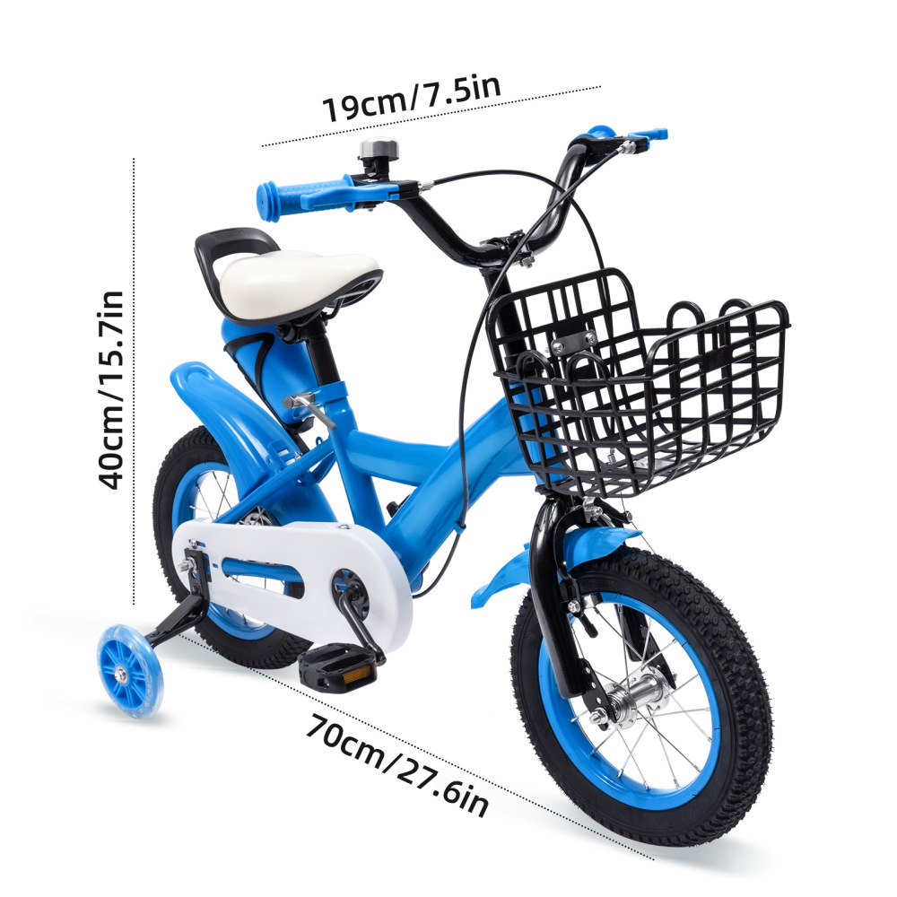 12" Fahrrad Kinderfahrrad mit Korb Sttzrder Safety Anfnger Kinder Fahrrad  blau