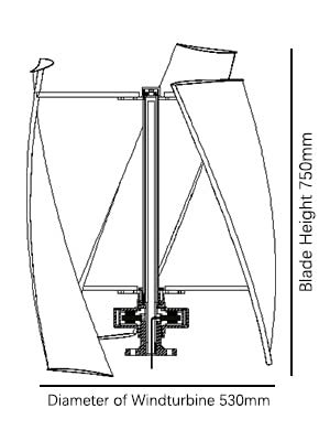 KITNEED Windgenerator Power-Turbine Vertikal 3-Klinge mit Regler 24V 400W Vertikale Windgenerator