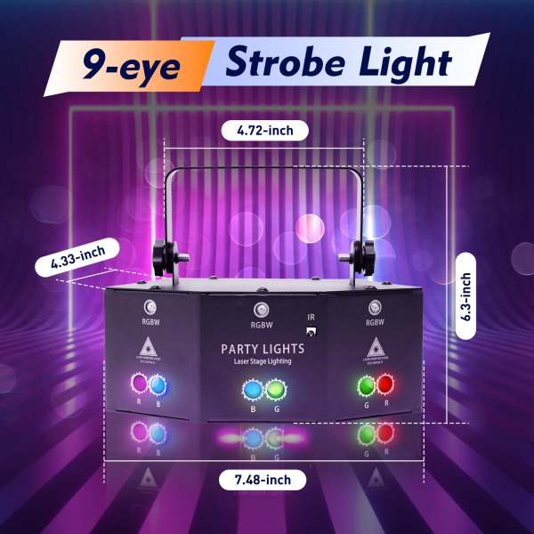 9-Eyes Laser LED RGB Licht DJ Projektor Disco Bühnenbeleuchtung Lichteffekt DMX Effektstrahler Geschenk